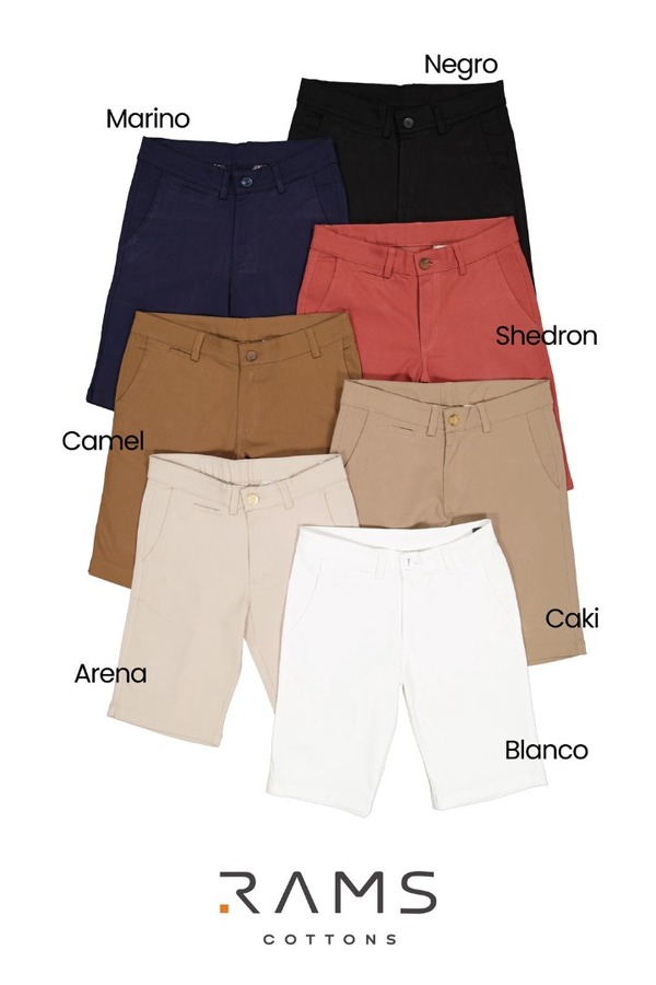 Bermuda Stretch Color Azul Plúmbago Slim Fit De Algodón Para Hombre